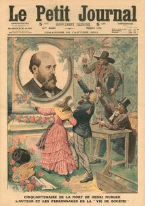 Quinquagésimo aniversário da morte de Henri Murger, autor e personagens de &39;La Vie de Boheme&39;, ilustração de &39;Le Petit Journal&39;, suplemento ilustrado, 29 de janeiro de 1911